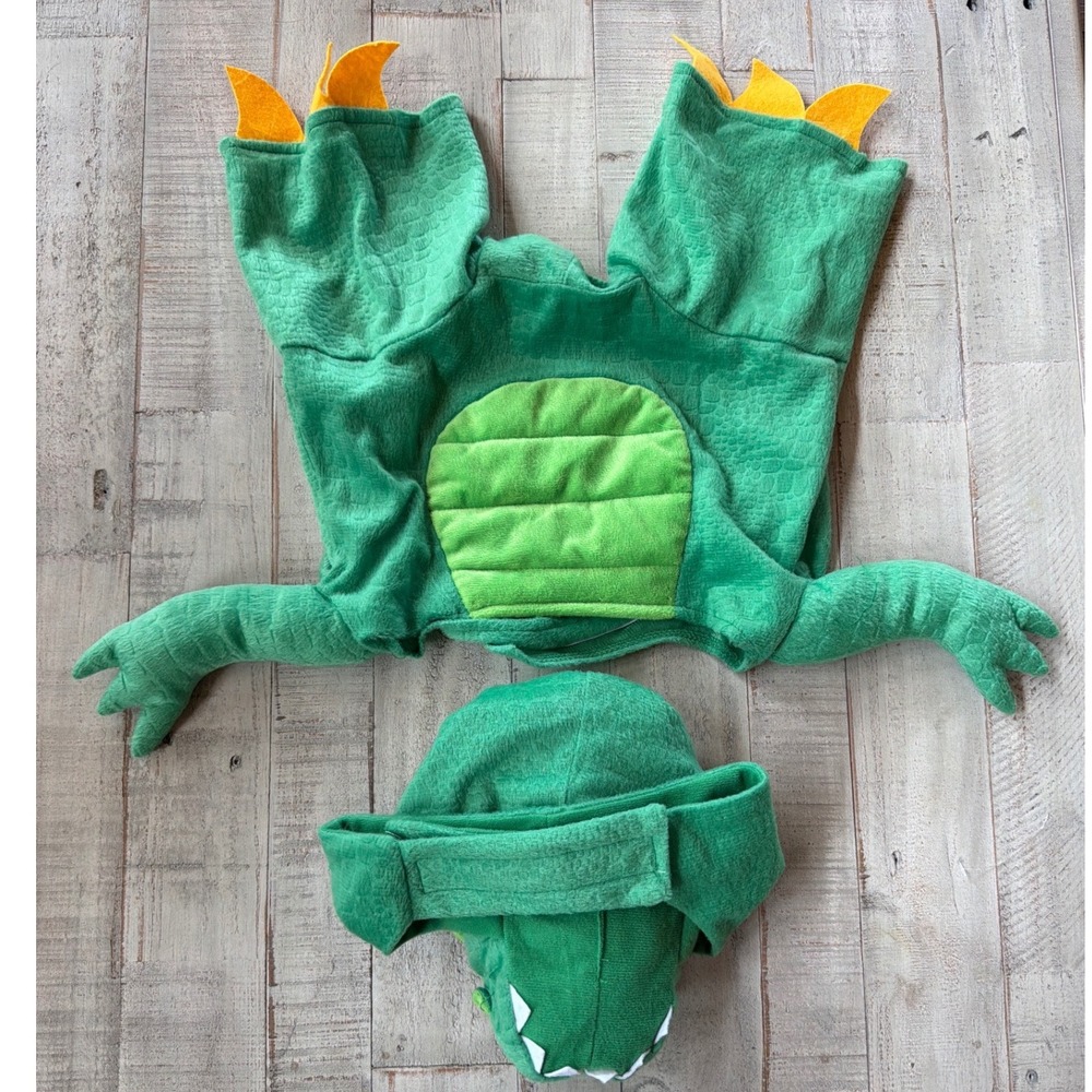 Green Dinosaur Dog Pet Costume 2 Piece Set Scaly Faux Fur Size Large Halloween